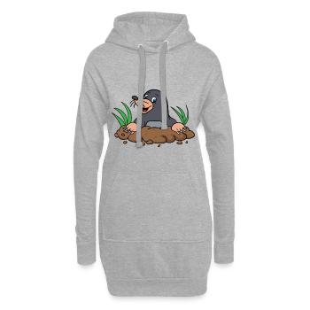 Idée cadeau de dessin animé comique Mole - Sweat-shirt à capuche long Femme - gris chiné - Devant