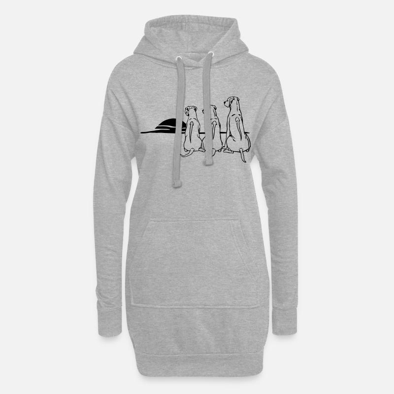 3 Rhodesian Ridgeback - Hoodie-Kleid - Grau meliert