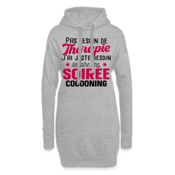 Soirée Cocooning Girly Copine Amie Cadeau Humour - Sweat-shirt à capuche long Femme - gris chiné - Devant