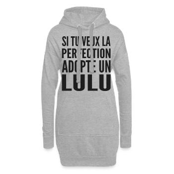 Si tu veux la perfection adopte Lulu Lucas Lucien - Sweat-shirt à capuche long Femme - gris chiné - Devant