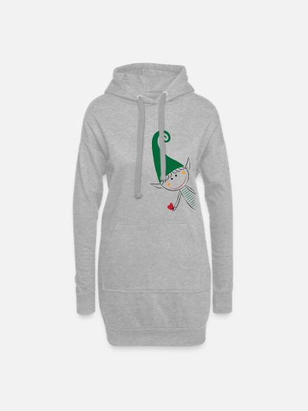 Cadeau de brownie elfe de Noël elfe - Sweat-shirt à capuche long Femme - gris chiné