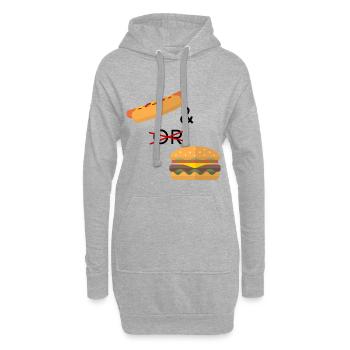 Hotdog oder Burger - Hoodie-Kleid - Grau meliert - Vorne