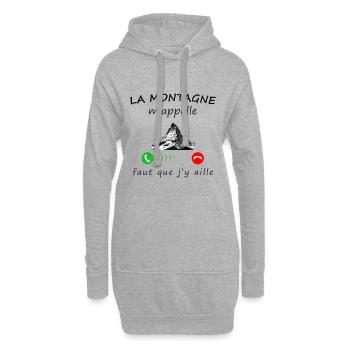 la montagne m'appelle - Sweat-shirt à capuche long Femme - gris chiné - Devant