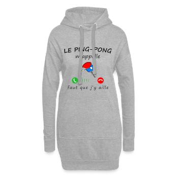 le ping-pong m'appelle de la collection "appel" - Sweat-shirt à capuche long Femme - gris chiné - Devant