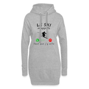 le ski m'appelle de la collection "appel" - Sweat-shirt à capuche long Femme - gris chiné - Devant