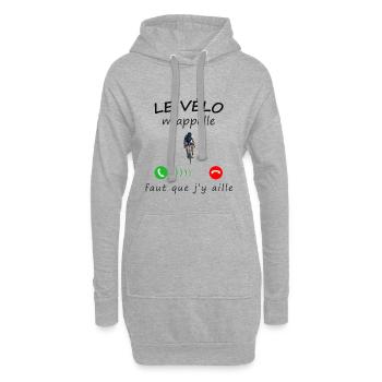 le vélo m'appelle de la collection "appel" - Sweat-shirt à capuche long Femme - gris chiné - Devant