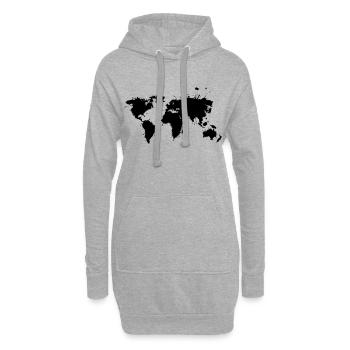 Weltkarte Splash - Hoodie-Kleid - Grau meliert - Vorne