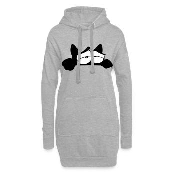 Black Cat 11 Katze - Hoodie-Kleid - Grau meliert - Vorne