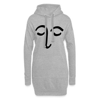 Visage Dessin Tête Oeil Cadeau - Sweat-shirt à capuche long Femme - gris chiné - Devant