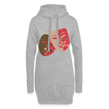 masques e 245 - Sweat-shirt à capuche long Femme - gris chiné - Devant