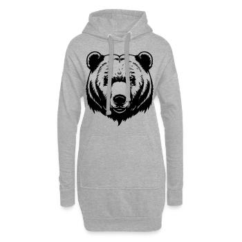 Bär Grizzly Kopf - Hoodie-Kleid - Grau meliert - Vorne
