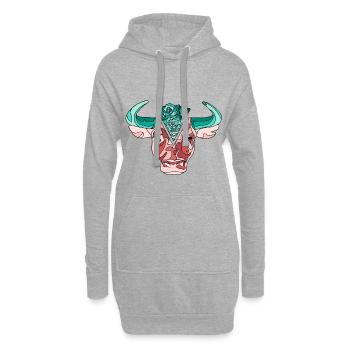 Taureau avec Roses II. - Sweat-shirt à capuche long Femme - gris chiné - Devant