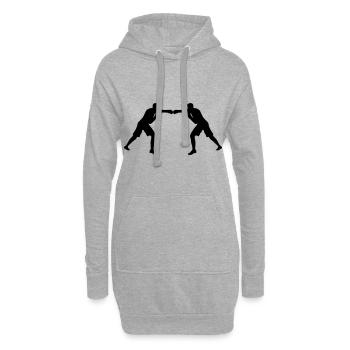 Einheit durch Farben! Zwei bunte Boxfiguren im Gle - Hoodie-Kleid - Grau meliert - Vorne
