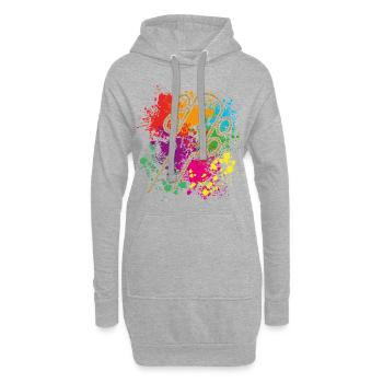 guitare basse - Sweat-shirt à capuche long Femme - gris chiné - Devant