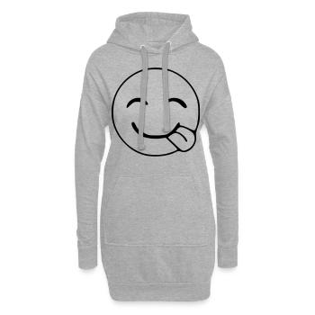 Émoji faim esquisse noir - Sweat-shirt à capuche long Femme - gris chiné - Devant
