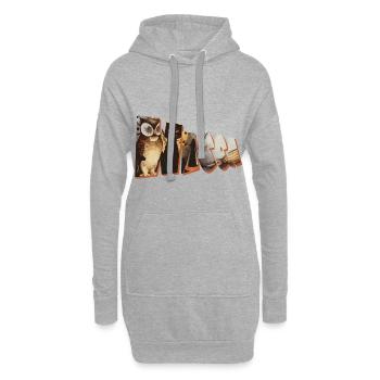 wicca schriftzug eule katze besen - Hoodie-Kleid - Grau meliert - Vorne
