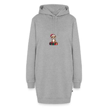 Cadeaux de bande dessinée de Noël guépard - Sweat-shirt à capuche long Femme - gris chiné - Devant