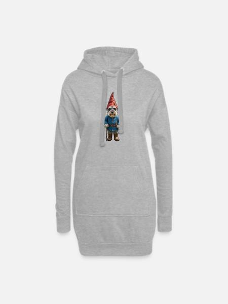 Garden Gnome Schnauzer Magic - Hoodie Dress - heather grey