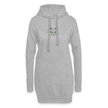 Katzenmotiv – Farbe & Augen personalisierbar - Hoodie-Kleid - Grau meliert - Vorne
