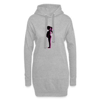 Frau Schwangerschaft Baby - Hoodie-Kleid - Grau meliert - Vorne