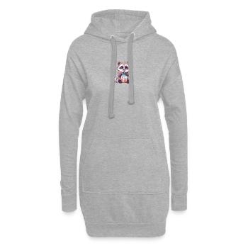 Waschbär mit Eiskaffee - Hoodie-Kleid - Grau meliert - Vorne
