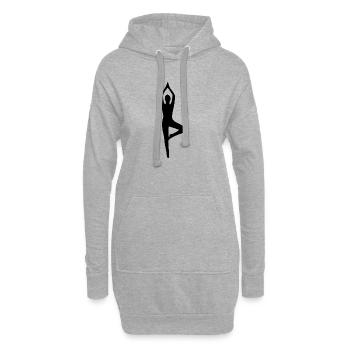 Yoga Silhouetten schwarz Schattenfigur - Hoodie-Kleid - Grau meliert - Vorne