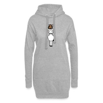 Pferd Süß Pony Fohlen Pferdemädchen Niedlich Comic - Hoodie-Kleid - Grau meliert - Vorne