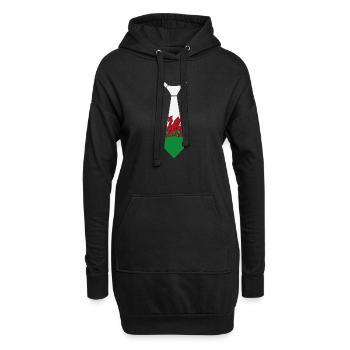 Walisisches Drachenkrawatten-Grün-Weiß-Thema - Hoodie-Kleid - Schwarz - Vorne