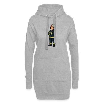 Look héros de dessin animé des pompiers - Sweat-shirt à capuche long Femme - gris chiné - Devant