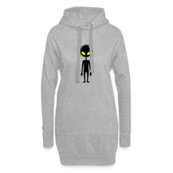 Alien Außerirdischer - Hoodie-Kleid - Grau meliert - Vorne