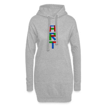 Geometrische Farbblöcke in Primärfarben - Hoodie-Kleid - Grau meliert - Vorne