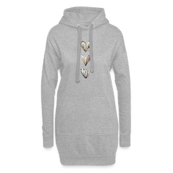 Linienherzen Dreifach - Hoodie-Kleid - Grau meliert - Vorne