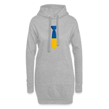 Blau-gelber Farbblock bindet - Hoodie-Kleid - Grau meliert - Vorne
