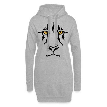 Le regard du lion - Sweat-shirt à capuche long Femme - gris chiné - Devant