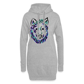 Wolf Chien Wolfskopf - Sweat-shirt à capuche long Femme - gris chiné - Devant