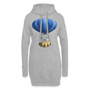 Balloon Cartoon - Montgolfière - Sweat-shirt à capuche long Femme - gris chiné - Devant