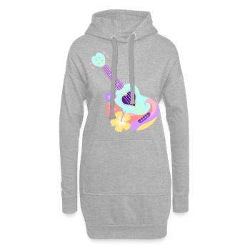 Ukulélé cœur pastel menthe avec fleurs d'Hibiscus - Sweat-shirt à capuche long Femme - gris chiné - Devant