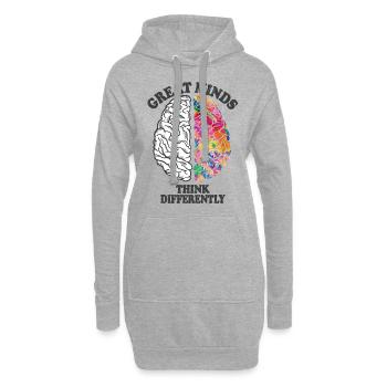 Les grands esprits pensent différemment cerveau créatif - Sweat-shirt à capuche long Femme - gris chiné - Devant