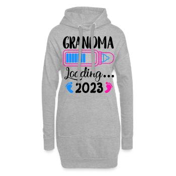 Werdende Oma, Oma loading 2023 Großmutter 2023 - Hoodie-Kleid - Grau meliert - Vorne