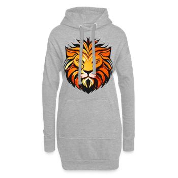 Tête de lion colorée - Sweat-shirt à capuche long Femme - gris chiné - Devant