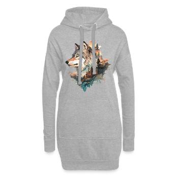 Wolf Wolf’s Head Nature Wilderness Adventure Art forestier - Sweat-shirt à capuche long Femme - gris chiné - Devant