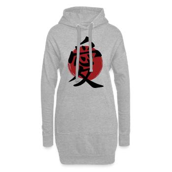 Liebes-Kanji - Hoodie-Kleid - Grau meliert - Vorne