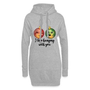 J’aime traîner avec toi drôle de jeu de mots de Noël - Sweat-shirt à capuche long Femme - gris chiné - Devant