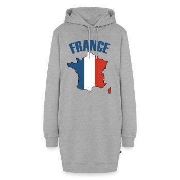 Carte France Drapeau français - Sweat-shirt à capuche long Femme - gris chiné - Devant