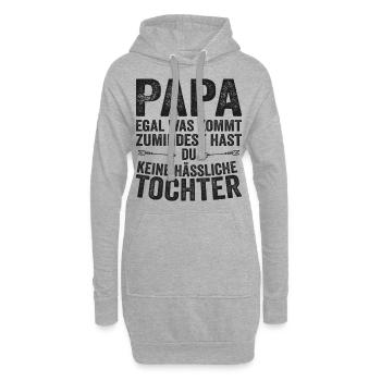 Papa Père Fille Fête des pères - Sweat-shirt à capuche long Femme - gris chiné - Devant