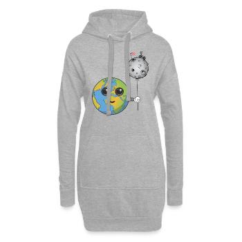 La Terre avec un ballon lunaire - Sweat-shirt à capuche long Femme - gris chiné - Devant