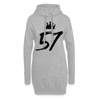 57 Couronne de numéro - Sweat-shirt à capuche long Femme - gris chiné - Devant