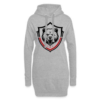 Grizzly Bär Schild - Hoodie-Kleid - Grau meliert - Vorne