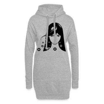 filles comiques - Sweat-shirt à capuche long Femme - gris chiné - Devant
