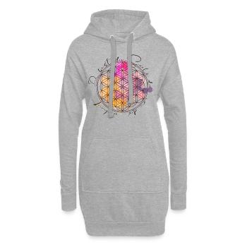Blume des Lebens - Hoodie-Kleid - Grau meliert - Vorne